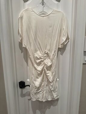 H&M Ruched Short Sleeve Dress in Cream